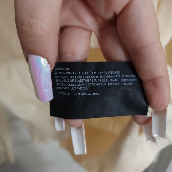 Theory Womens Sweater Bristol Cotton Polo Pullover Beige Parchment Knit Size M - Picture 11 of 11